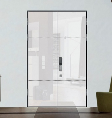 Дизайн глянцевой белой входной двери