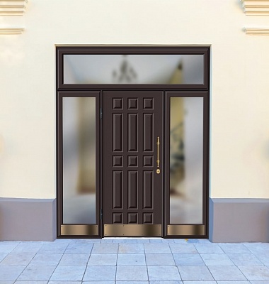 Дизайн входной двери цвета тёмный шоколад