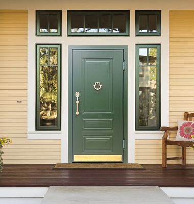 Дизайн зелёной входной двери
